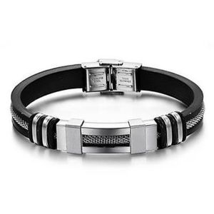 Mens Rubber Stainless Steel Bracelet